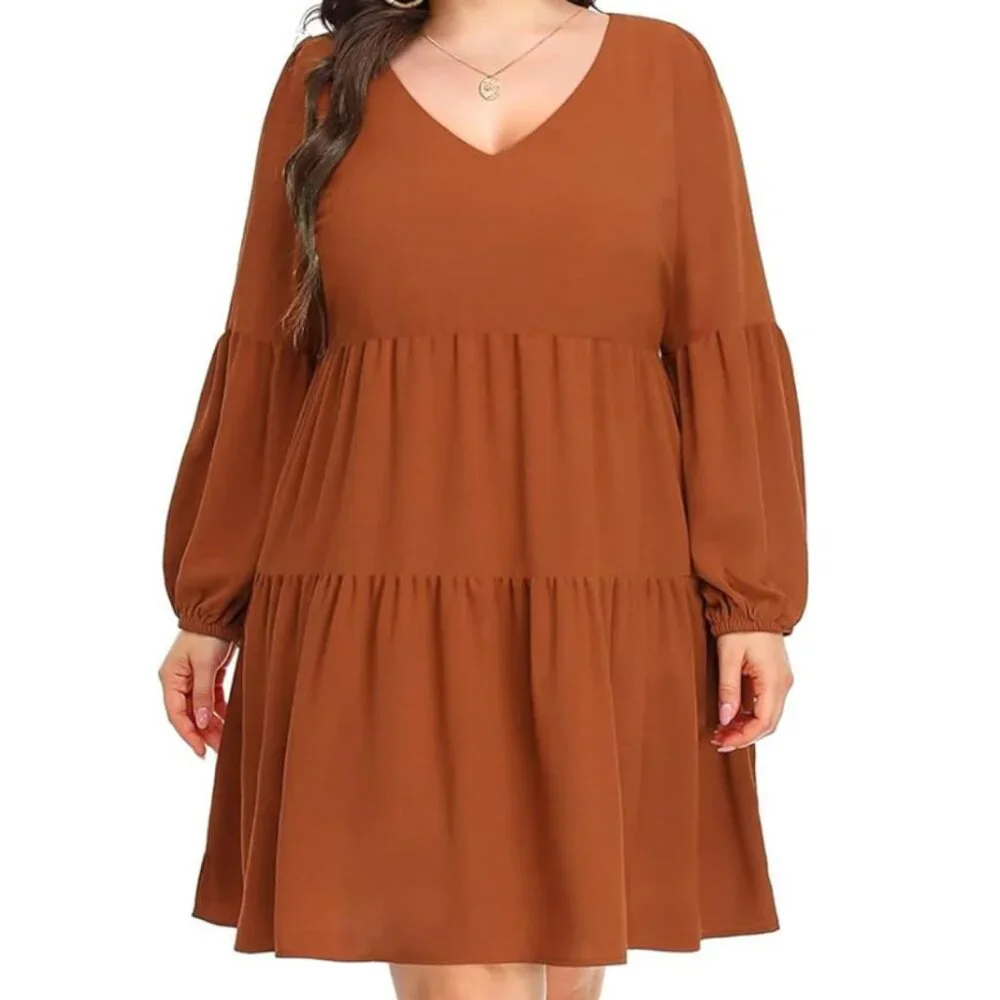 NWT Pinup Fashion Long Sleeve Babydoll Tunic Tiered Dress 18W